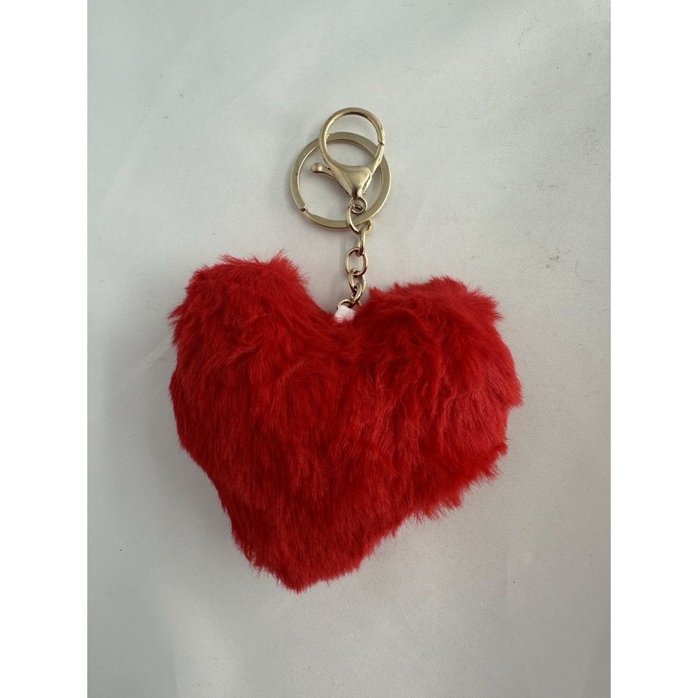 Heart Pom purse keychain - Red